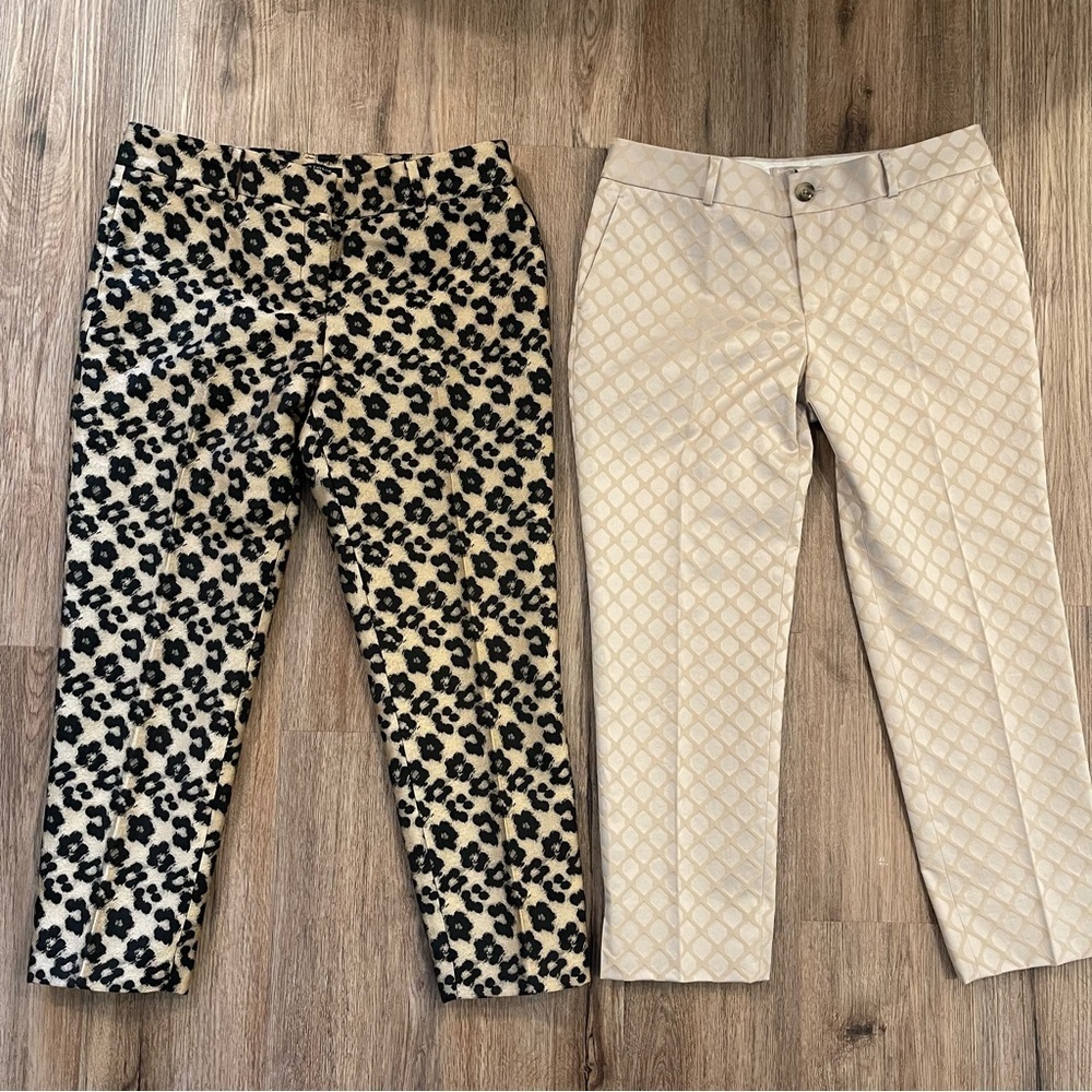 Ann Taylor Banana Republic Pants Women’s 10 Petite Animal Print Neutral Slacks 2